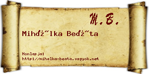 Mihálka Beáta névjegykártya