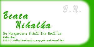 beata mihalka business card